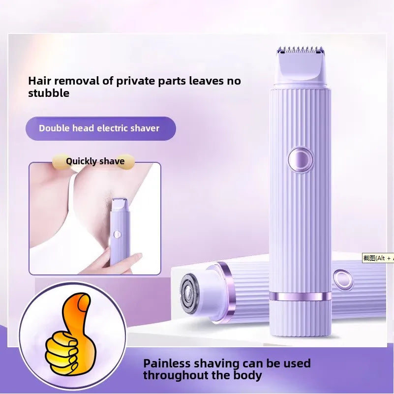 2-in-1 Double Head Dual Bikini Hair Trimmer | Electric Shaver & Trimmer - Rechargeable Body Hair Remover