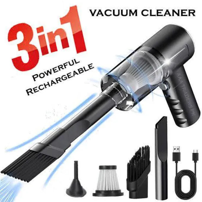 Rechargeable Car Vacuum Cleaner with 4 Attachments
